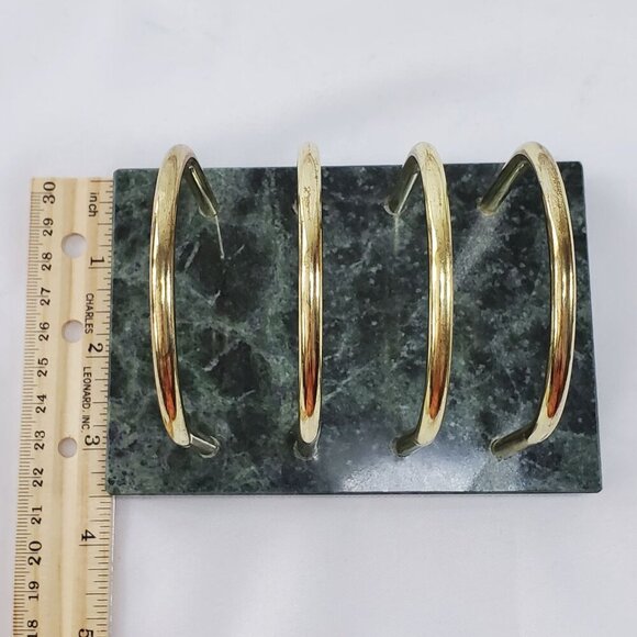 Vintage Green Marble Stone Brass Letter Holder, Vintage MCM Desk Organizer - Picture 11 of 12